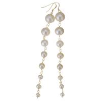 Freshwater Pearl Brass Earring, with Gold Filled, 14K gold-filled, for woman, white, 116mm,11mm,5mm 