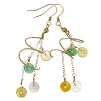 Fashion Fringe Earrings, Jadeite, with Gold Filled, 14K gold-filled, for woman, mixed colors, 60mm,6mm 