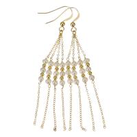 Fashion Fringe Earrings, Freshwater Pearl, with Gold Filled, 14K gold-filled, for woman, white, 78mm,4mm 