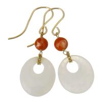 Gemstone Drop Earring, Hetian Jade, with Gold Filled, 14K gold-filled, for woman, white, 35mm 