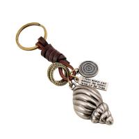 Zinc Alloy Key Clasp, with PU Leather, Conch, Unisex 