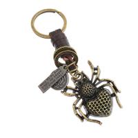 Zinc Alloy Key Clasp, with PU Leather, Spider, Unisex 