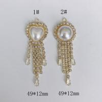 Rhinestone Brass Pendants, with pearl, Tassel, plated, with cubic zirconia, golden 