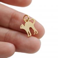 Stainless Steel Animal Pendants, Cat, plated, fashion jewelry & DIY 