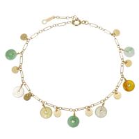 Jadeite Bracelet, with Gold Filled, 14K gold-filled, for woman, mixed colors, 6mm,4mm,1.5mm Approx 7 Inch 