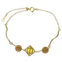 Bracelets quartz, perles de citrine, avec Doublé or, 14K rempli d’or, pour femme, Jaune 6.5mm,1mm Environ 7 pouce, Vendu par PC