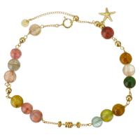 Tourmaline Bracelet, with Gold Filled, with 1.6 lnch extender chain, for woman, multi-colored 6mm Approx 6.5 Inch 