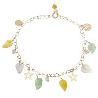 Jadeite Bracelet, with Gold Filled, 14K gold-filled, for woman, mixed colors  Approx 7 Inch 