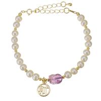 Cultured Freshwater Pearl Brass Bracelet, with Gold Filled, with 2 lnch extender chain, 14K gold-filled, for woman, white 6mm Approx 6 Inch 