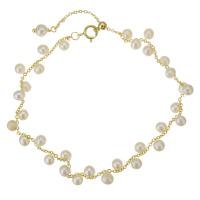 Cultured Freshwater Pearl Brass Bracelet, with Gold Filled, with 1.5 lnch extender chain, 14K gold-filled, for woman, white, 4mm Approx 6.5 Inch 