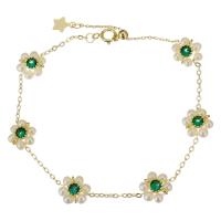 Cultured Freshwater Pearl Brass Bracelet, with Gold Filled, 14K gold-filled, for woman, green 1.5mm Approx 7 Inch 