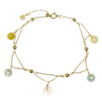 Jadeite Bracelet, with Gold Filled, 14K gold-filled, for woman, white, 6mm,1mm Approx 7.5 Inch 
