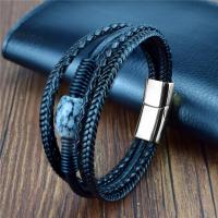 PU Leather Cord Bracelets, with Gemstone, multilayer & Unisex Approx 8.27 Inch 