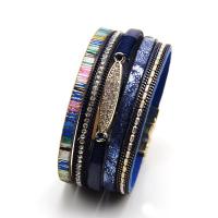 PU Leather Cord Bracelets, Zinc Alloy, with PU Leather, fashion jewelry & multilayer & for woman 380mm 