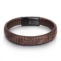Men Bracelet, Stainless Steel, with PU Leather, fashion jewelry & for man 