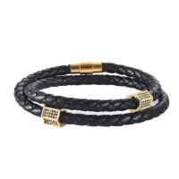 PU Leather Cord Bracelets, Stainless Steel, with PU Leather, fashion jewelry & Unisex 215mm 