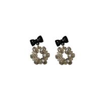 Crystal Drop Earring, Bowknot, fashion jewelry & for woman 