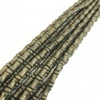 Goldene Pyrit Perlen, poliert, DIY, grün, 5x8mmuff0c8x11mm, Länge:38 cm, 48PCs/Strang, verkauft von Strang