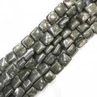 Goldene Pyrit Perlen, Quadrat, poliert, DIY, grün, Länge:38 cm, verkauft von Strang