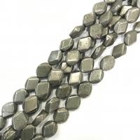 Pyrite dorée perles, ovale, poli, DIY, vert cm, Vendu par brin