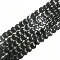 Abalorios de Ágata Negra, pulido, Bricolaje, Negro, 7x8mm, longitud:38 cm, 58PCs/Sarta, Vendido por Sarta