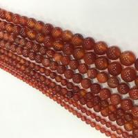Abalorios de Ágata Roja, Esférico, Bricolaje, Rojo, longitud:38 cm, Vendido por Sarta