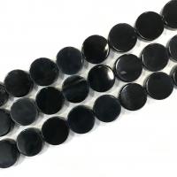 Natural Black Agate Beads, Flat Round, polished, DIY, black, 20mm cm 
