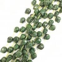 Natürliche Grüne Quarz Perlen, Grüner Quarz, Schädel, geschnitzt, DIY, grün, Länge:38 cm, verkauft von Strang