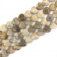Perle aus Versteinertes Holz, Synthetischer Edelstein, Herz, poliert, DIY, Sienaerde gelb, 20mm, Länge:38 cm, 20PCs/Strang, verkauft von Strang