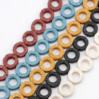 Multicolor Lava Perlen, Kreisring, poliert, DIY, keine, 20mm, ca. 19PCs/Strang, verkauft von Strang