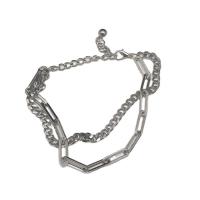 Titanium Steel Bracelet & Bangle, with 1.96 lnch extender chain, plated, Double Layer & Unisex Approx 5.90 Inch 