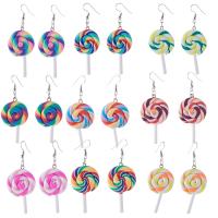 Polymer Clay Drop Earring, with Iron, for woman 