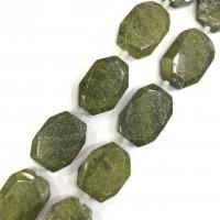Goldene Pyrit Perlen, Grüner Quarz, Vieleck, poliert, DIY, grün, 25-40mm, Länge:38 cm, 9PCs/Strang, verkauft von Strang