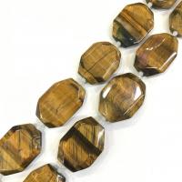 Tiger Eye Beads, Octagon, polished, DIY & faceted, yellow, 25-40mm m 