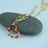 Stainless Steel Jewelry Necklace, Heart, gold color plated, for woman & enamel Approx 17.72 Inch 