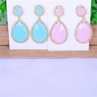 Crystal Drop Earring, with Zinc Alloy, Teardrop, gold color plated, micro pave cubic zirconia & for woman 