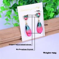 Crystal Drop Earring, with Zinc Alloy, Teardrop, gold color plated, micro pave cubic zirconia & for woman 