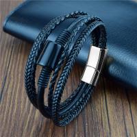 PU Leather Cord Bracelets, with Gemstone & Stainless Steel, multilayer & Unisex Approx 8.27 Inch 