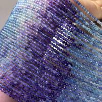 Fluorit Perlen, Blau+Fluorit, mit lila Fluorit, rund, DIY & facettierte, gemischte Farben, Länge:38 cm, verkauft von Strang