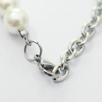 Titanium Steel Jewelry Necklace, with pearl, Unisex, silver color cm 