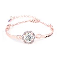 Zinc Alloy Rhinestone Bracelets, with 1.97inch extender chain, fashion jewelry & micro pave cubic zirconia & for woman & with rhinestone .3 Inch 