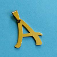 Titanium Steel Pendants, Alphabet Letter, plated, Unisex, golden 0c 