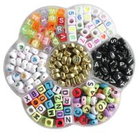 Acrylic Alphabet Beads, Plastic, Flower, DIY, multi-colored, 5mm 