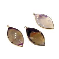 Agate Brass Pendants, with Agate, Horse Eye, faceted, mixed colors 