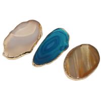 Agate Brass Pendants, with Agate, irregular, mixed colors 