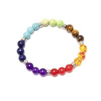 Gemstone Bracelets, with zinc alloy bead, Unisex, multi-colored, 8mm Approx 7.48 Inch 