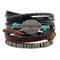 PU Leather Cord Bracelets, Zinc Alloy, with Linen & PU Leather, handmade & Unisex 