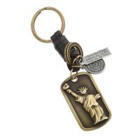 Zinc Alloy Key Clasp, with PU Leather, for man, brown 