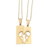 Couple Jewelry Necklace, Titanium Steel, Heart, polished, Unisex, golden 