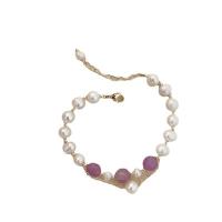 Gemstone Pearl Bracelets, Brass, with Natural Stone & Freshwater Pearl, for woman cm 